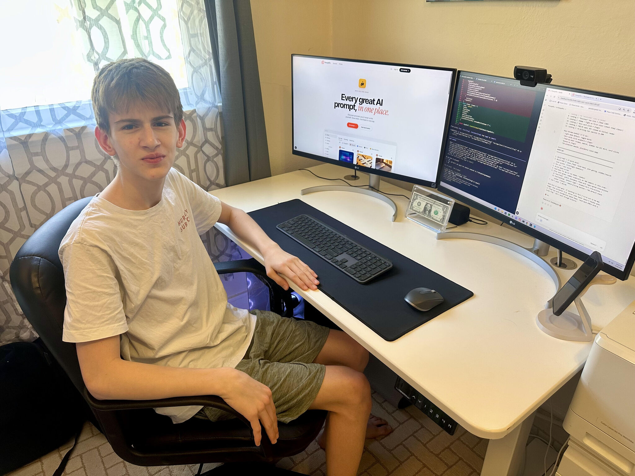 Esad Bulbul at his desk with PromptPin.ai live on screen